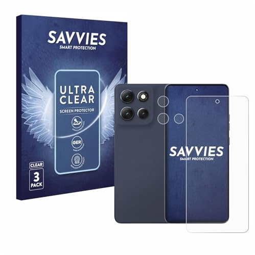 Savvies 6 Stück Schutzfolie für Motorola Moto G86 Power (Display+Kamera) Displayschutz-Folie Ultra-Transparent