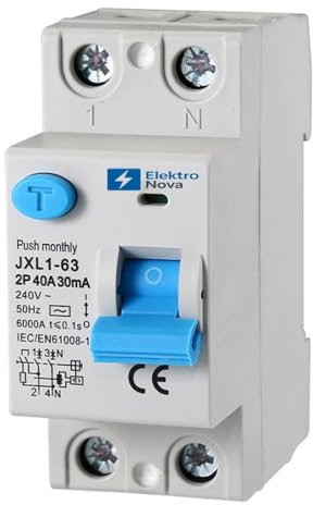 ELEKTRONOVA Interrupteur différentiel pur 2P C40 40A 6K 30mA - 2 modules DIN - 220V RCCB