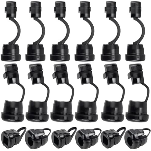 12pcs Strain Relief Cord Connector, Black Power Cord Strain Relief Nylon Round Insulating Cable Bush for Office Home Wire Cover Management 6N-4 4N-4