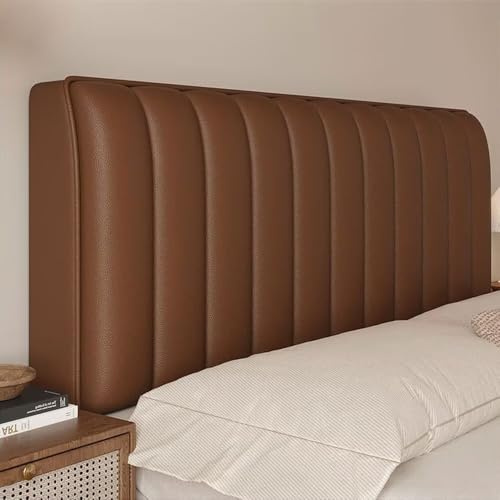 Bettkopfteil Bezug 180 cm Brown, 3 cm Dick Leder Bett Kopfteil Bezug, 360° Vollständige Abdeckung Staubdichte Bett Kopfteil Kissen, Weich Dehnbare Kopfteilbezug für Gepolsterte Schlafzimmer Headboard