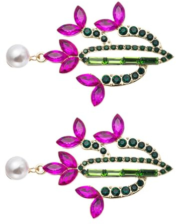 Hohopeti Orecchini Design a Cactus in Lega Strass Colorati, Eleganti Orecchini a Goccia Rosa Fucsia, Accessori Casual per Donne e Ragazze, Decorazioni da Festa, Confezione da 1 Paio