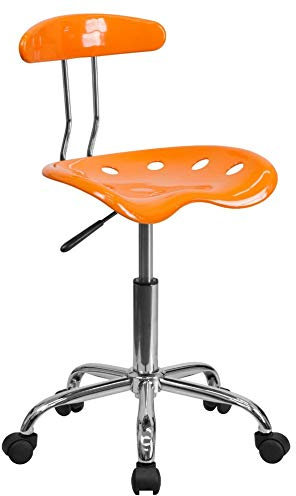 Flash Furniture Vibrant Orange and Chrome Swivel Task Office Chair with Tractor Seat