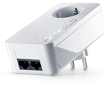 devolo LAN Powerline Adapter, dLAN 550 duo+ Erweiterungsadapter -bis zu 500 Mbit/s, Powerlan Adapter, LAN Steckdose, 2x LAN Anschluss, weiß