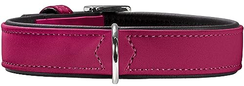 HUNTER SOFTIE Hundehalsband, Kunstleder, samtig, pflegeleicht, 55 (M-L), himbeer