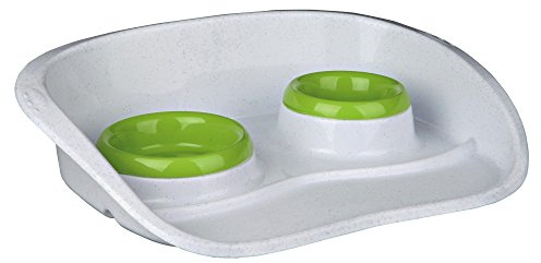 Trixie Double Feeder With Tray, Plastic, Granito_Rojo