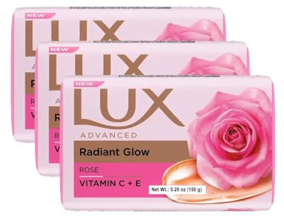 LUX Radiant Glow Rose Soap Bar, 3x150g