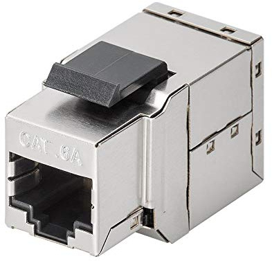 Goobay 90866 Keystone Modul RJ45 Verbinder / CAT 6A Kupplung 500 MHz / STP Ethernet Buchse 8P8C / Snap-In-System / Netzwerkkabel Verlängerung / Metall