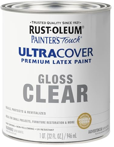 Rust-Oleum 242057 Painter's Touch Latex Paint, Quart, Gloss Clear,1 Quarts (Pack of 1)