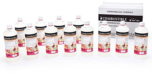 PUR LINE | Combustible etanol líquido Vegetal biochimeneas Aroma Canela, 12 Botellas de 1L - Combustible Etanol Ecológico, sin Humo, Alta eficiencia energética y Apto Interiores