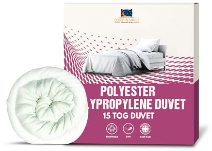 Sleep&Smile 15 Tog Single Heavy Extra Hot Ultra Warm Polyester Polypropylene Non Allergenic Duvet Quilt UK Made