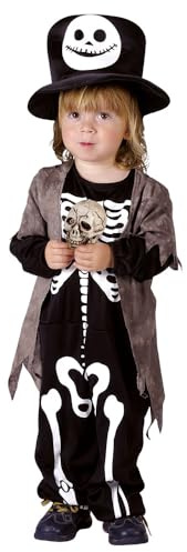 Boland - Halloween Kostüm Kinder Skully Rascal, 3-4 Jahre | Hut, Jumpsuit und Weste, Skelett Kinderkostüm für Karneval und Horror Mottoparty, Zombie