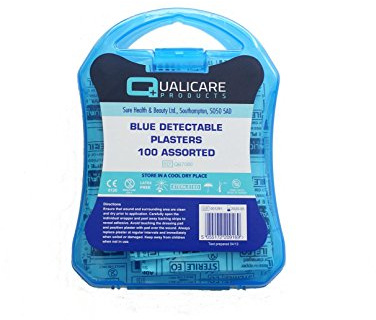 100 Assorted Sterile Blue Plasters, Detectable for Catering