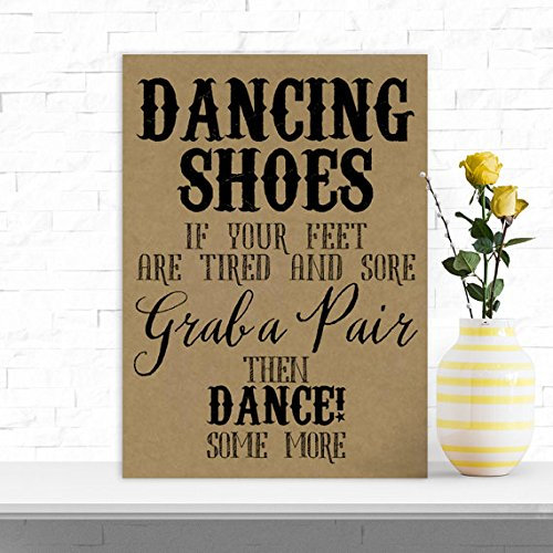 Rustic Dancing Shoes Tired Feet Wedding Flip Flop Table Sign (JJ) (Brown)