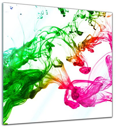 Bilderdepot24 Glasbild - Bunte Tintentropfen - 30x30 cm - Deko Glas - Wandbild aus Glas - Bild auf Glas - Moderne Glasbilder - Glasfoto - Echtglas - kein Acryl - Handmade