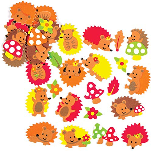 Baker Ross AC105 Igel Moosgummi Sticker - 120 Stück, Schaumstoff Aufkleber für Kinder zum Basteln, Gestalten und Dekorieren