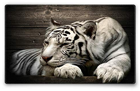 Silent Monsters Alfombrilla de ratón Ordenador 240 x 200 mm Mouse Pad pequeña Tela, Tigre Blanco, Antideslizante y silenciosa, para Gaming, Oficina, Home Office, Lavable, Enrollable, Cosida