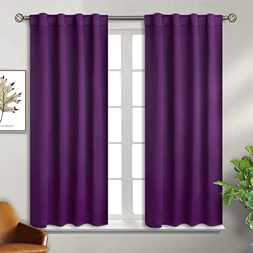 BGment Verdunkelungsvorhänge für Schlafzimmer mit Stangentasche und Rückentasche, wärmeisoliert, für Wohnzimmer, 2 Fenstervorhänge (96,5 x 114,7 cm, Violett)