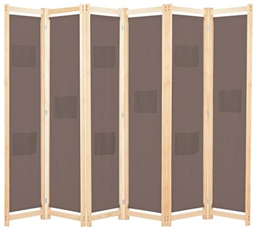 vidaXL Cloison de Séparation 6 Panneaux Séparateur de Pièce Paravent Brise-vue Chambre à Coucher Maison Intérieur Marron 240x170x4 cm Tissu