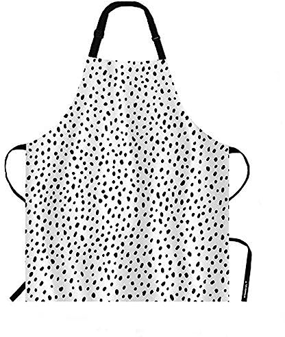 WONDERTIFY Schürze, gepunktet, unregelmäßige Streukritzel, Schneestreue, schwarz und weiß, Design mit verstellbarem Hals, für Männer Frauen, geeignet Zuhause, Küche, Kochen, Kellnerin, Koch Schürze