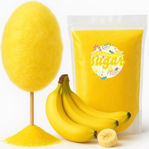 Zuckerwatte Zucker mit Geschmack Banane Gelb farbiger Aromazucker 1kg für die Zuckerwattemaschine