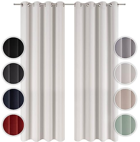 Blumtal Verdunklungsvorhänge 2er Set - Thermovorhang Hitzeschutz - Vorhang Blickdicht mit Ösen - Gardinenschals mit Schlaufen - Vorhänge mit Ösen - Gardinen 245x140 cm-Curtain - Moonlight Grey - Grau