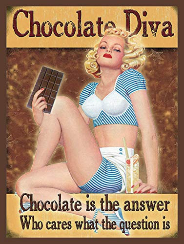 CHOCOLATE DIVA Blechschild Retro Blech Metall Schilder Poster Deko Vintage Kunst Türschilder Schild Warnung Hof Garten Cafe Toilette Club Geschenk