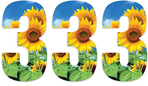 Pack of 3 Sunflower Wheelie Bin Number - 3 ideal for Office, Classroom Walls, Dustbin V1093 Packwith®