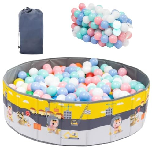 Piscina de Bolas Bebe + 70 Bolas Incluidas, Parque Bolas Bebe, Piscina Bebe Plegable, Piscina Bolas Infantil, Juguetes Niño 1-4 Años, Regalo Bebe, Piscina Bebe Portátil (Amarillo)