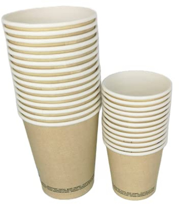 Mr Enseignes Lot de 200 gobelets jetables 24 cl en carton kraft recyclable pour boissons froides et chaudes - Idéal en entreprises, vente à emporter, ou anniversaires