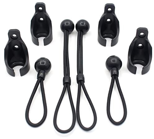 Lot de 2 embrasses de rideaux avec support et récepteurs - Fixation murale - Pour extérieur, terrasse, terrasse, pergola, porche, salon (noir, cercle)