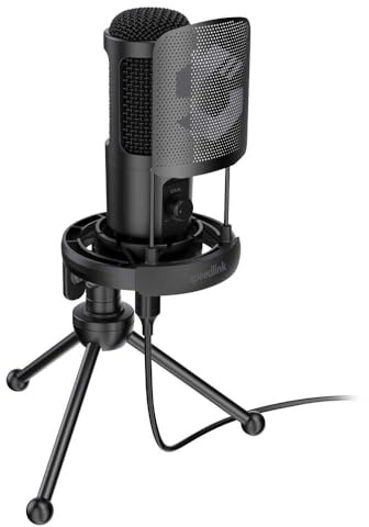 Speedlink AUDIS PRO Desktop Streaming Microphone – Stream Mikrofon mit Ständer und Shock-Mount – Plug & Play, schwarz