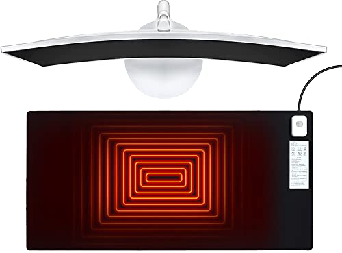 Gobesty Tapis de Souris Chauffant, Tapis de Clavier Souris Chauffant, Étanche Tapis de Souris Chauffant pour Les Mains avec 7 Niveaux de Chauffe, 4 Heures Arrêt Automatique (82 x 40 cm)