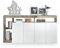 Vente-unique Buffet SEFRO - 4 Portes et 4 niches - Blanc laqué et chêne, Naturel Clair, Blanc