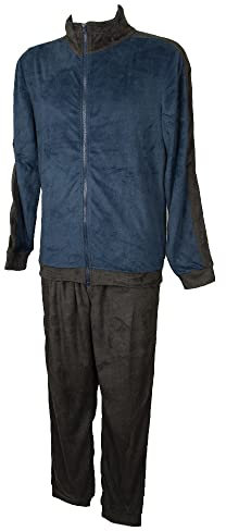 RAGNO SPORT Pigiama Uomo in Morbido e Caldo Pile Manica Lunga Aperto con Zip Articolo N25292, 113F Fantasia Denim, Taglia 48