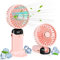 LYMYBETY Portable Handheld Fan, 4000mAh Mini USB Rechargeable Fan with Digital Display, Small Personal Pocket Fans with 5 Speeds, Hand Held Fans with Lanyard and Base for Home Travel (Pink)