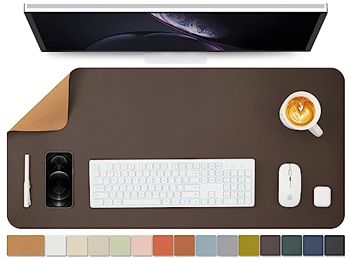 Kork Schreibtischunterlage - Doppelseitige Schreibtischauflage für Büro und Zuhause - Als große Mausunterlage und Schreibtischmatten auf Schreibtischen(Kaffee、90cmx43cm)