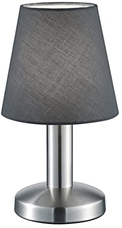 Trio Lampe de table MATS II 599700142, métal nickel mat, abat-jour en tissu gris, sauf 1x E14, On/Off Touch, Grijs