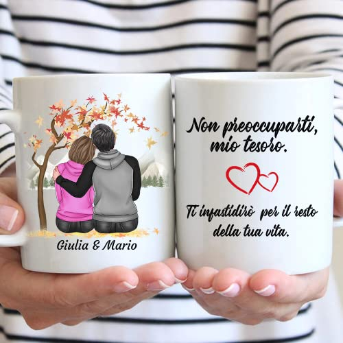 Tazza Personalizzabile Coppia - Nome, Capelli, Abito e tanto altro da Personalizzare - Idea Regalo per Fidanzati o Amici Occasione Anniversario, Compleanno, Natale - Arredo Cucina (Bianco, Ceramica)