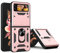DESSEN Cover per Samsung Galaxy Z Flip 4 5G, Custodia Morbida in Silicone TPU/PC e Obiettivo Case, Antiurto Guscio con Magnetico Anello Rotante Supporto Bumper. Oro rosa
