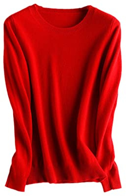 Kaschmirwolle Strickpullover Damen Pullover Rundhals Basic Warm Pullover