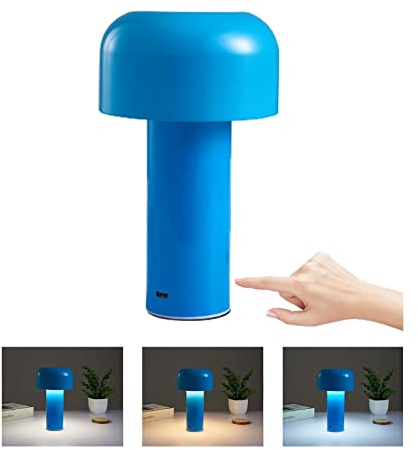 Mushroom Kabellose Tischlampe, Touch Dimmbar Pilz Lampe mit 3 Beleuchtungsmodi, LED Akku Tischleuchte, Dekorative Mushroom Lamp Aufladbar USB Tischleuchten für Schlafzimmer, Nachttisch, Kinderzimmer (
