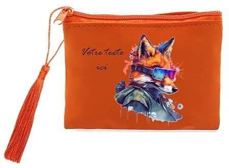 Porte Monnaie et cles Orange Renard Fox Ranger Futur Personnalisable