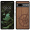 kwmobile Custodia Compatibile con Google Pixel 7a Cover - Back Case in Legno con Bumper in Silicone TPU - Bussola vintage marrone scuro