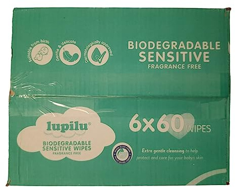 6x Lupilu Sensitive Fragrance Free Wipes 60 Pack