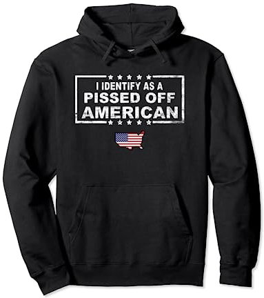 Vintage Amerikanische Flagge I Identify As A Pissed Off US American Pullover Hoodie