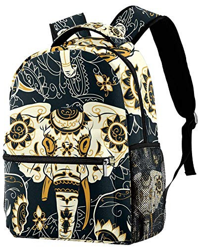 IUBBKI Einzigartiger Schulrucksack, Retro, Elefanten, Design, leicht, wasserdicht, Studenten-Reisetasche, personalisierter Rucksack für Jungen und Mädchen, Siehe Abbildung, One size