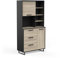 Grand Buffet De Cuisine 2 Portes 3 Tiroirs Et 4 Niches En Bois – Style Industriel – Waterproof – Coloris Noir Mat & Chêne - 39,7 x 92 x 179,5 cm