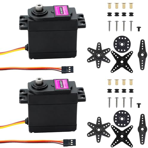 PNGOS RC Servomotor Wasserdicht Metall Kupfer Getriebe für Arduino 1/8 1/10 1/12 15kg 180° 5V Standart Servo Micro Modellbau Verwendet für Roboter,Roboterarme,Kletterautos,RC-Boote,RC-Flugzeuge usw