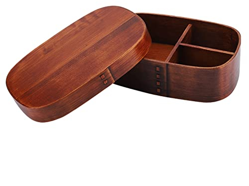 Bento-Boxen aus Holz Im Vintage-Stil, Herausnehmbare Trennwand, Glatte, Polierte Oberfläche, Exquisite Verarbeitung, Tragbar für Picknick und Arbeitsessen (18 * 12 * 5,5cm/ 3)