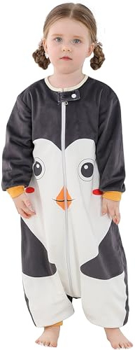 HAHASHOW Baby Schlafsack mit Füßen Schlafsack mit Beinen 3-5 Jahre Pinguin | Maschinenwaschbar, 2 Wege Reißverschluss, Langärmelig, 1.5 Tog Extraweicher Polyesterstoff, Geeignet für alle Jahreszeiten